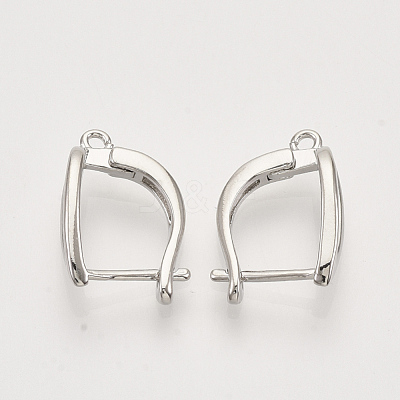 Brass Hoop Earring Findings with Latch Back Closure KK-T048-020P-NF-1