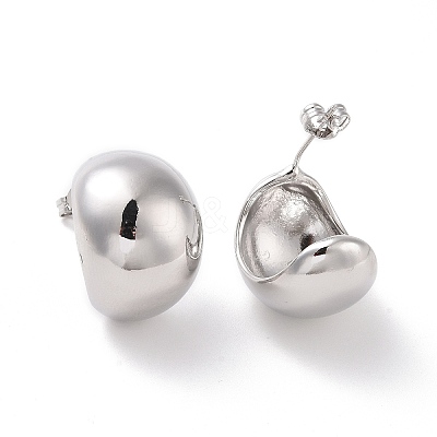 Brass Half Round Stud Earrings EJEW-G315-07P-1
