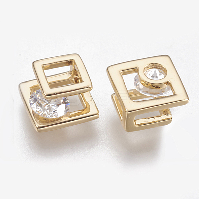 Brass Cubic Zirconia Charms KK-T029-80G-1
