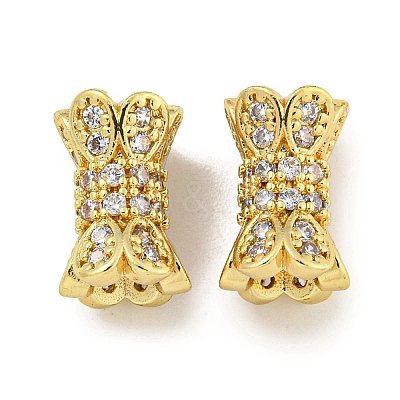 Rack Plating Brass Micro Pave Clear Cubic Zirconia Beads KK-L215-310A-G01-1