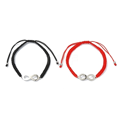 2Pcs Infinity 201 Stainless Steel Link Bracelets BJEW-JB13789-1