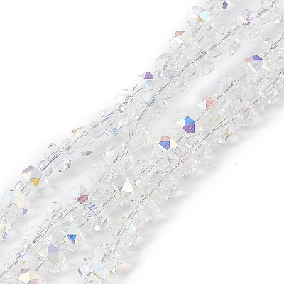 Transparent Electroplate Glass Beads Strands X-EGLA-F153-AB04-1