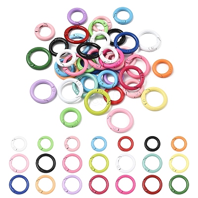 20Pcs Spray Painted Alloy Spring Gate Rings FIND-YW0017-97-1
