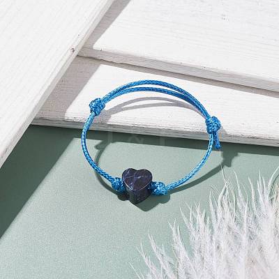 Natural Sodalite Heart Braided Cord Bracelet BJEW-JB07685-04-1