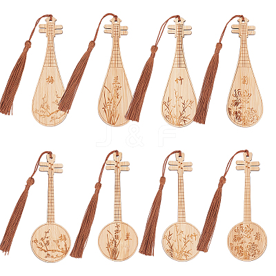 8Pcs 8 Style Ancient Style Bamboo Bookmarks AJEW-GO0001-48-1