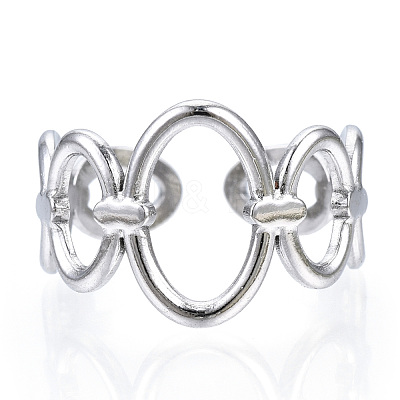 Non-Tarnish 304 Stainless Steel Oval Open Cuff Ring RJEW-N040-08-1