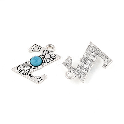 Synthetic Turquoise & Alloy Pendants PALLOY-H146-01AS-Z-1