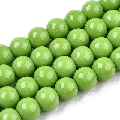 Opaque Solid Color Glass Beads Strands GLAA-T032-P8mm-06-1