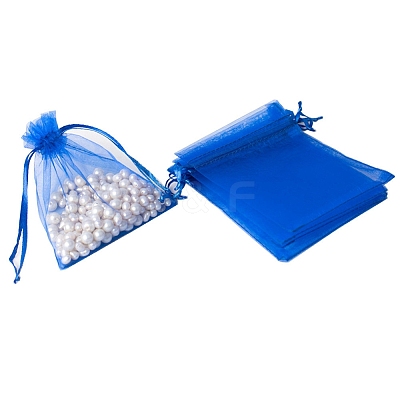 100Pcs Rectangle Organza DIY Craft Drawstring Bags PW-WG69155-10-1