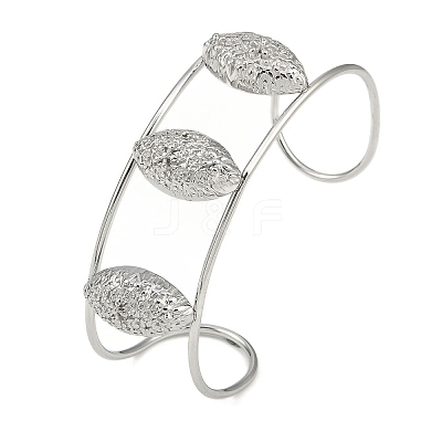 Non-Tarnish 304 Stainless Steel Wide Hollow Textured Opaen Cuff Bangles BJEW-Q348-07P-02-1