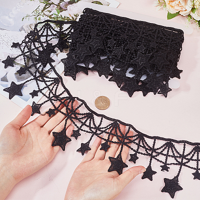 5Yards Star Polyester Lace Trim Ribbon OCOR-GF0004-05A-1