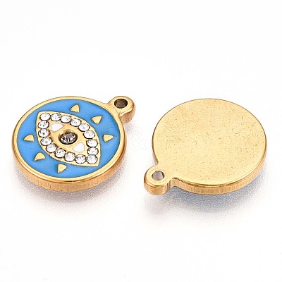304 Stainless Steel Enamel Rhinestone Pendants STAS-T064-50A-1