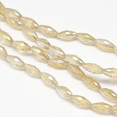 Electroplate Crystal Glass Rice Beads Strands EGLA-F042-A08-1