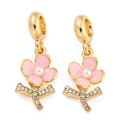Rack Plating Alloy Enamel Flower European Dangle Charms FIND-B034-15G-01-1