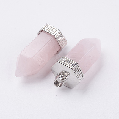 Natural Rose Quartz Pointed Pendants G-E442-03S-1