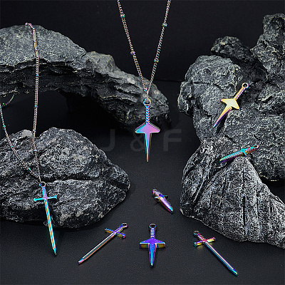 16Pcs 4 Style Stainless Steel Pendants STAS-AR0001-78-1