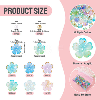 160Pcs 8 Styles Acrylic Bead Caps OACR-TA0004-53A-1