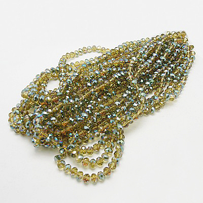 Electroplate Glass Faceted Rondelle Beads Strands EGLA-D020-6x4mm-M-1