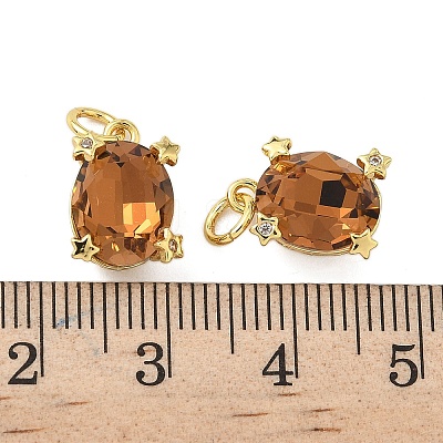 Brass Pave Cubic Zirconia Pendants KK-P325-16G-1
