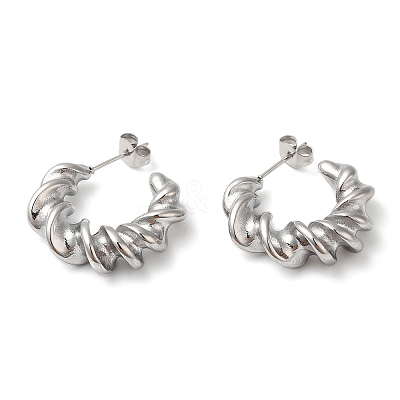Non-Tarnish 304 Stainless Steel Twist Round Earrings LS-EJEW-K244-29P-1