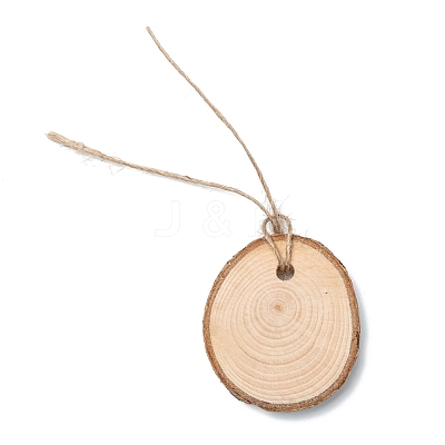 Flat Round Wood Big Pendant Decorations WOOD-F010-01-1