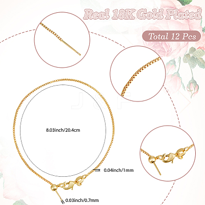 12Pcs 1MM Brass Box Chain Adjustable Slider Bracelets KK-SC0007-32G-1