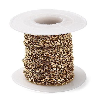 Ion Plating(IP) 304 Stainless Steel Faceted Cable Chains CHS-G027-03G-1