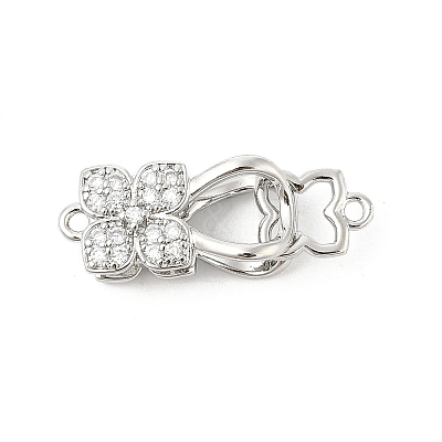 Brass Micro Pave Clear Cubic Zirconia Interlocking Clasps KK-U059-16P-1