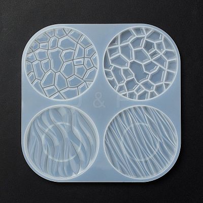 Flat Round with Water Ripple Cup Mat Silicone Molds DIY-L065-03-1