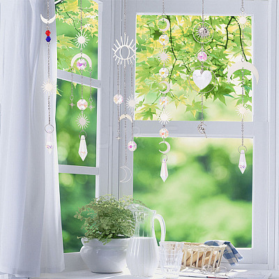 AHADEMAKER 6Pcs 6 Style Hanging Suncatcher HJEW-GA0001-30-1