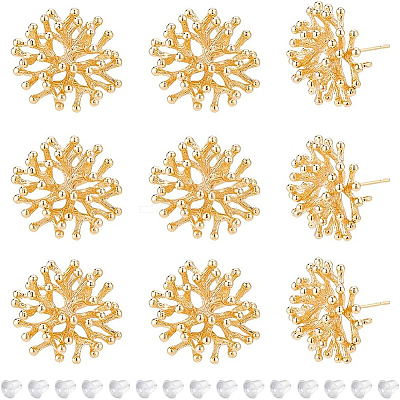 10Pcs Brass Branch Shape Stud Earring Findings KK-BC0008-79-1