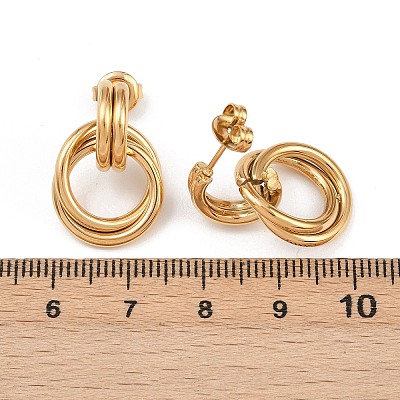 304 Stainless Steel Twist Ring Stud Earrings X-EJEW-P324-05G-1