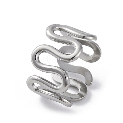Wave 304 Stainless Steel Finger Rings for Women RJEW-F174-06P-1
