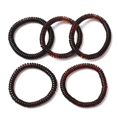 Natural Amber Beaded Stretch Bracelets for Women Men BJEW-D462-02B-1
