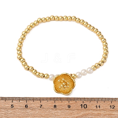 Brass Round Beads Charm Bracelets for Women BJEW-A041-01G-1