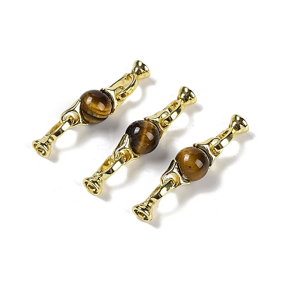 Natural Tiger Eye with Brass Fold Over Clasps G-G141-03G-14-1