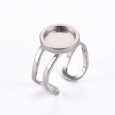 Non-Tarnish 201 Stainless Steel Cuff Pad Ring Settings X-STAS-S080-040A-P-1