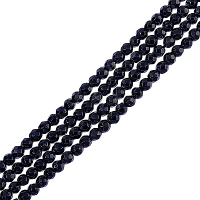 2 Strands Natural Black Onyx Beads Strands G-NB0004-19-1