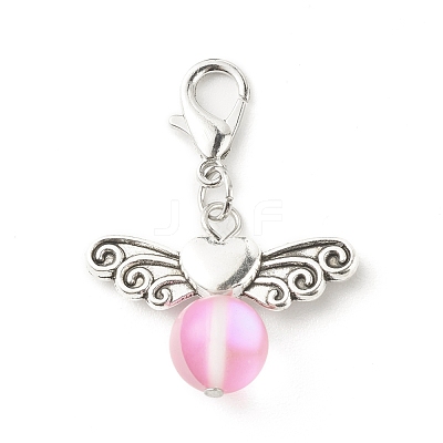 Frosted Synthetic Moonstone Pendants Decorations HJEW-JM00617-1