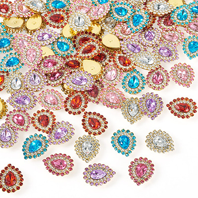 90Pcs 6 Colors Alloy Glass Cabochons FIND-TA0007-91-1
