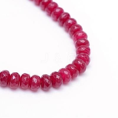 Faceted Rondelle Dyed Natural White Jade Bead Strands G-R343-4x6-07-1