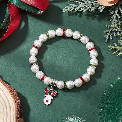 Christmas Alloy Enamel Charm Bracelets BJEW-TA00682-1