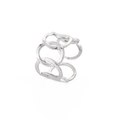 Non-Tarnish 304 Stainless Steel Interlocking Oval Open Cuff Ring RJEW-S405-147P-1