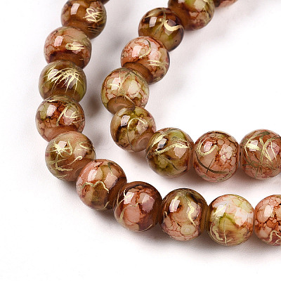 Baking Paint Glass Beads Strands DGLA-N003-8mm-B11-1