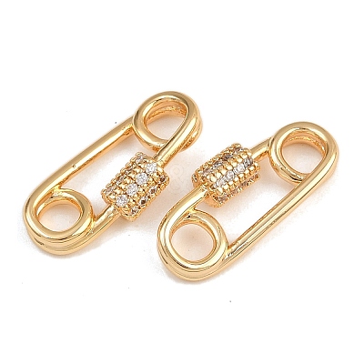 Brass Micro Pave Clear Cubic Zirconia Connector Charms KK-F910-09G-1