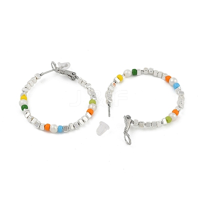 Brass Hoop Earrings EJEW-Q391-34P-1