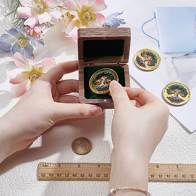 Wooden Badge Packing Magnetic Boxes CON-WH0085-229A-1