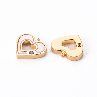 Brass Micro Pave Clear Cubic Zirconia Charms KK-Q765-023-NF-1