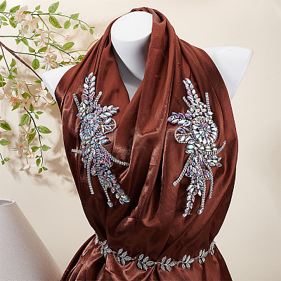 Flower Resin Rhinestone Decorative Corsages for Clothing Accessories PATC-WH0021-064E-1