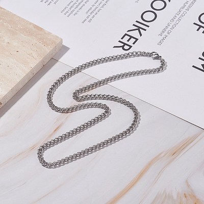 Non-Tarnish 304 Stainless Steel Curb Chains Necklace for Men Women NJEW-JN03846-02-1